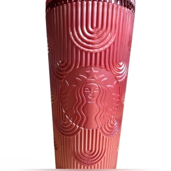 Starbucks Dusty Rose Pink Shimmer Shell Mermaid Scales Cold Cup Tumbler 24 oz - Picture 5 of 15